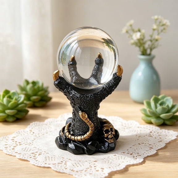 Crystal Ball Stand, Witch Claw Display Holder Gothic Altar Decor Multifunction Pedestal Base for Crystal Sphere Candle Display, Halloween Table Accent for Office Desk for Witchy Decor