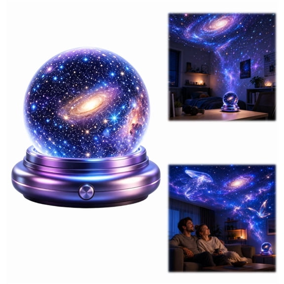 Crystal Ball Star Projector, Starry Sky Night Light Projector, Galaxy Projector Night Light, BluePurple Galaxy Projection, Cute NightStand Lamp For Kids Bedroom Home Decor