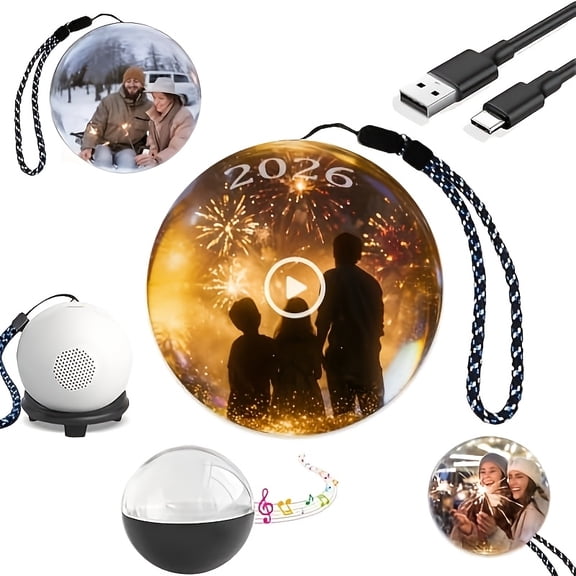 Crystal Ball Video Player with 2.7-Inch Digital Display - Upload Videos and Photos for Playback, Glowing Spherical Gift for Anniversaries, Birthdays, and Weddings