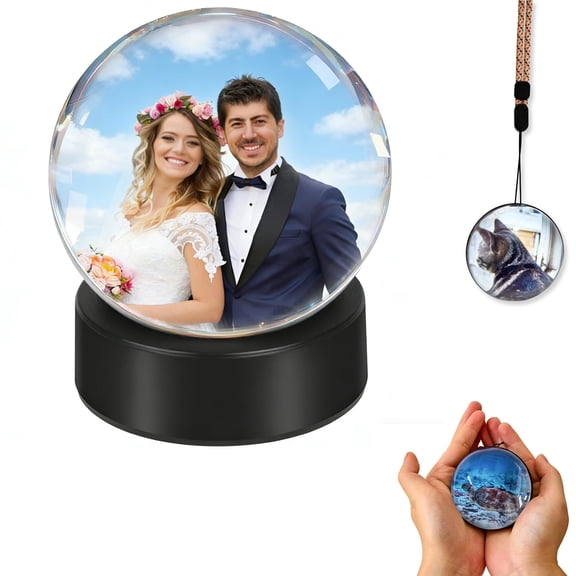 Crystal Ball Video Player, Memory Sphere Ornament Lamp Sound, 2.7" 3D Memory Orb Digital Display, Customized Gift for Valentine's Days, Anniversary, Birthday,Wedding,Couples, Memories(Black) Y101
