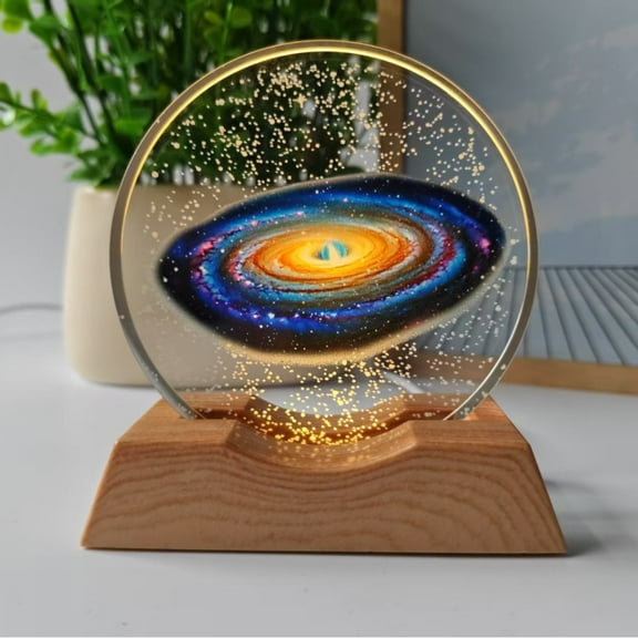 Crystal Ball with Wooden Light Base, 3D Laser Etched Constellation Glass Sphere Decorative Balls Paperweight Gift(80mm)Style 10