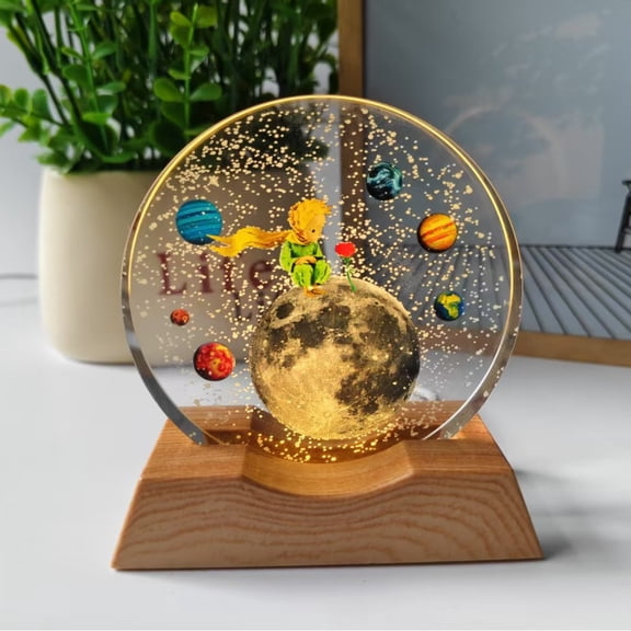 Crystal Ball with Wooden Light Base, 3D Laser Etched Constellation Glass Sphere Decorative Balls Paperweight Gift(80mm)Style 1