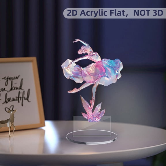 Crystal Ballet Dancers Ornament, Gaqring Elegant 2D Flat Desktop Decoration, Premium Decor for Living Room Office Gift
