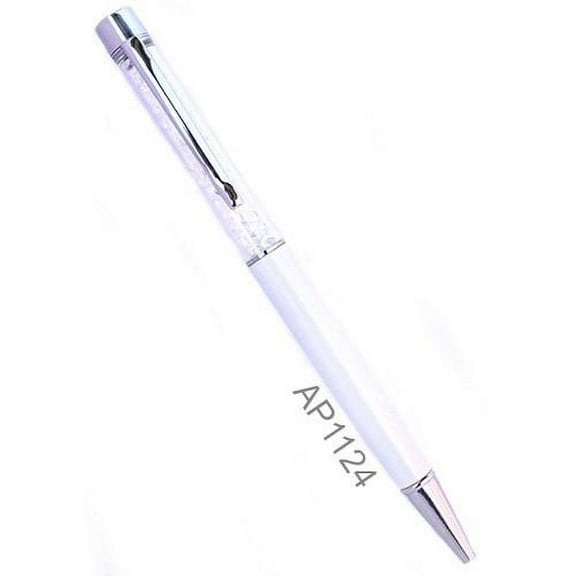 Crystal Ballpoint Pen Filled With Swarovski Crystal Elements (Silver Tip, White)