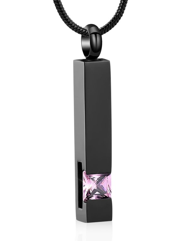 Simulated Birthstone Bar Cremation Urn Jewelry for Ashes Simulated Birthstone Cube Bar Urn Necklace for Women Men - Personalized Custom Ashes Necklace
