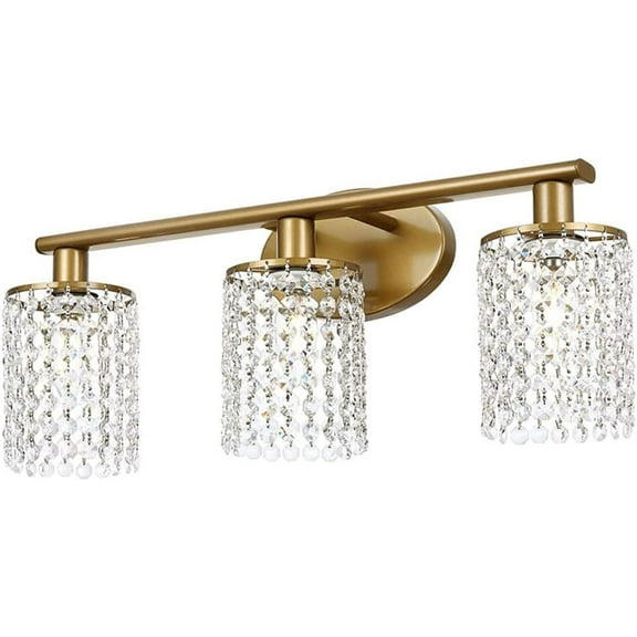 Crystal Bathroom Light Fixture Modern Vanity Lamp, Brass Metal Mirror Front Lights E14 Vanity Wall Sconce, Makeup Wall Lamps for Dressing Room Toilet Mirror Cabinet