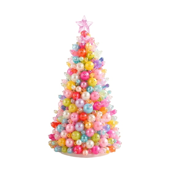 Crystal Beaded Christmas Tree DIY Kit Handmade Star Top Cone Ornament Xmas Sparkle Gift Home Table Party Decoration