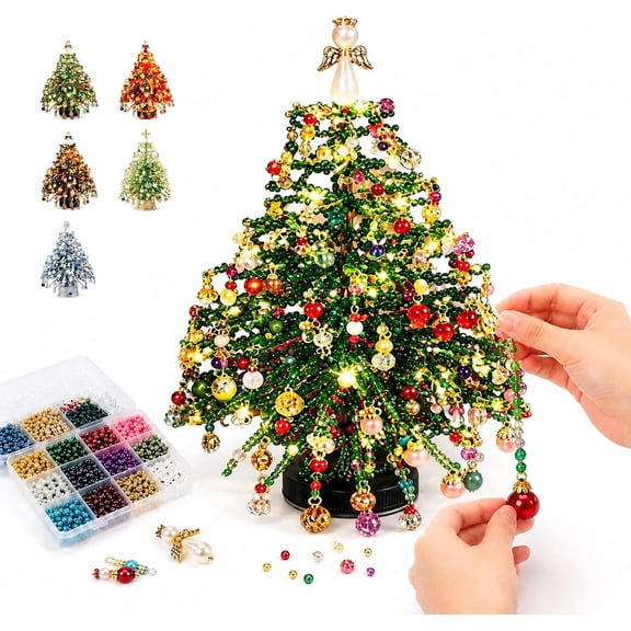 Crystal Beaded Christmas Tree, Diy Beaded Christmas Tree Kit With Lights