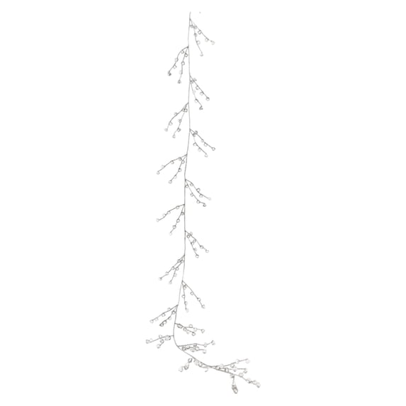 Crystal Beaded Christmas Tree Garland with Acrylic Ice Drop Branches, 1 Strand, Clear, for Mantle and Table Decor, Decoration