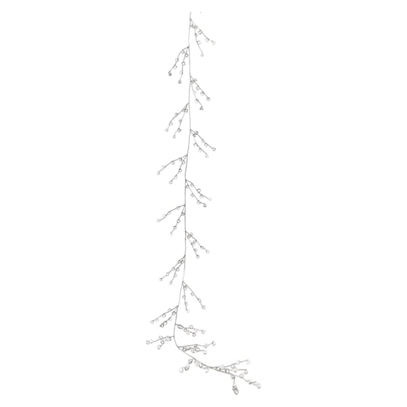 Crystal Beaded Christmas Tree Garland with Acrylic Ice Drop Branches, 1 Strand, Clear, for Mantle and Table Decor, Decoration