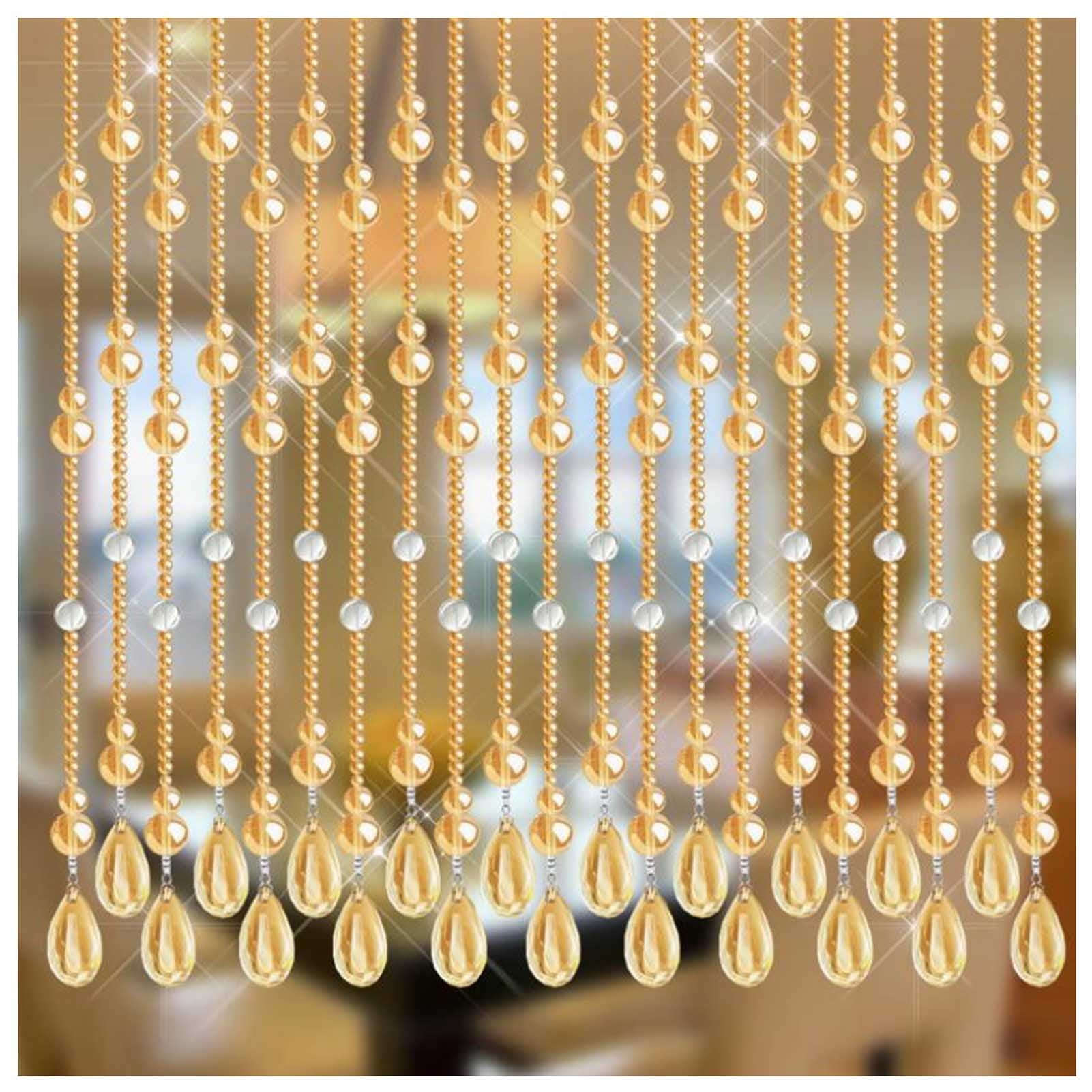 Crystal Beaded Curtain Door Beads,Glass Bead Curtain,Hanging Room Divide for Living Room Bedroom Window Door Wedding Decor