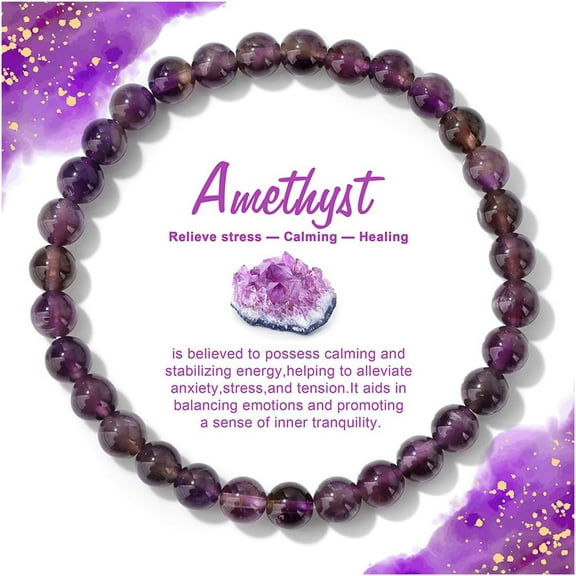 Crystal Beaded Stretch Bracelets for Women Men 6mm Round Bead Healing Crystal Bracelet Natural Stone Gemstone Bracelets Protection Bracelet Jewelry Gifts for Men Women