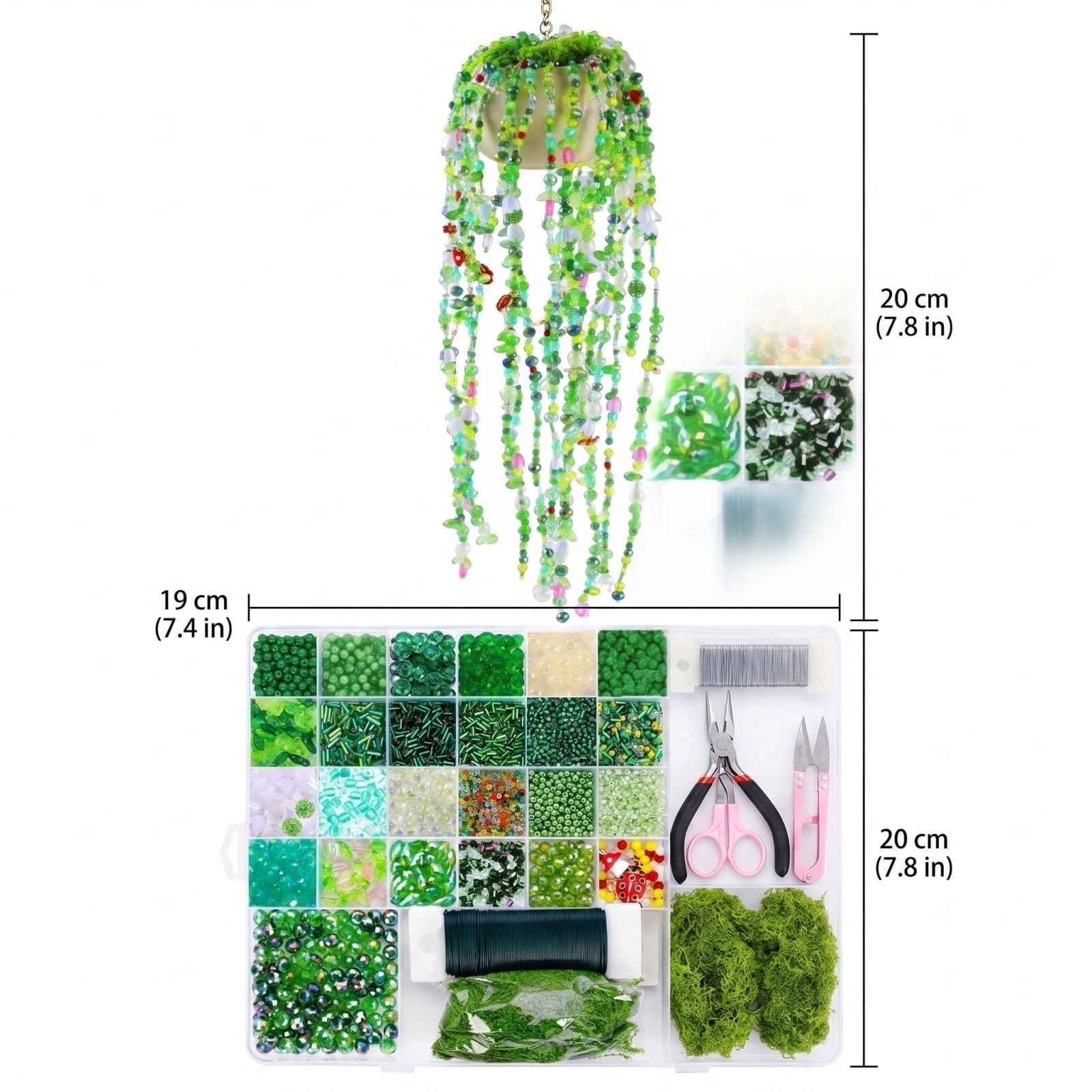 Crystal Beads for Jewelry Making Beaded Plants, Green Glass Beads for Bracelets,Round Glass Beads with Faceted Bead Seed Beads for DIY Plant Making Crafts Earrings Necklace