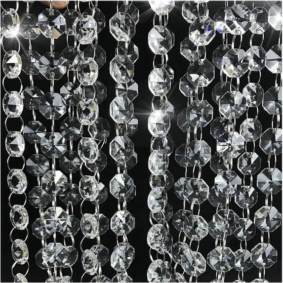 Crystal Beads for Chandelier 3.28 Ft Clear Glass Beads Lamp Chain for Wedding Party DIY Christmas Crystal Garland Decoration