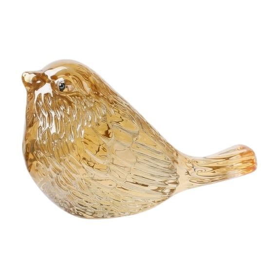 Crystal Bird Decorative Figurine, Golden Amber Crystal, 1 Piece Cute Handcrafted Ornament, for Countertop Entryway Living Room Bedroom Home Decor Accent