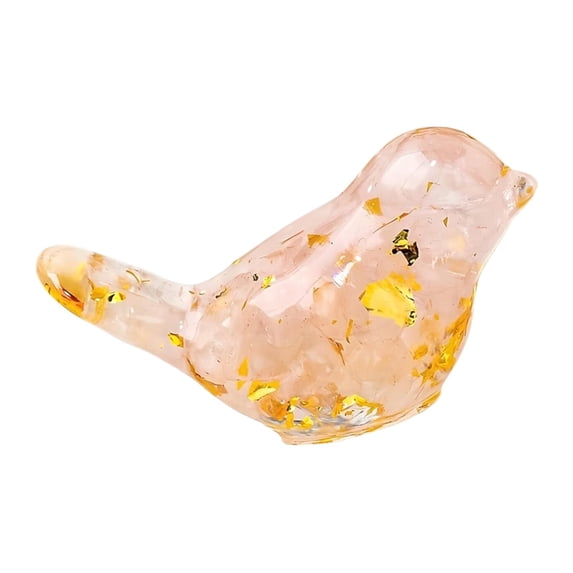 Crystal Bird Figurine, Handmade Resin Glass Miniature Collectible Birds with Natural Elements, Home Desktop Decor, Paperweight, Good Luck Gift