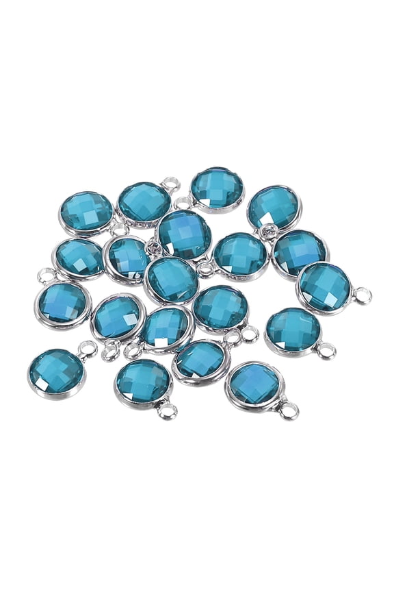 Crystal Birthstone Charm December Pendant Drop Beads Lake Blue for Jewelry Making, Bracelets, Pack of 20