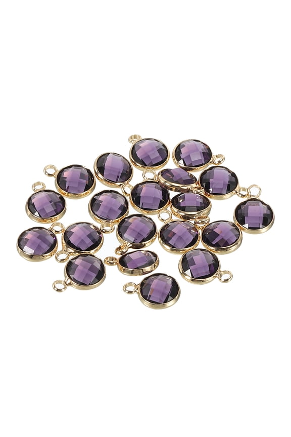 Crystal Birthstone Charm, February Pendants Drop Bead Purple, for Jewelry Making, 20 Pack