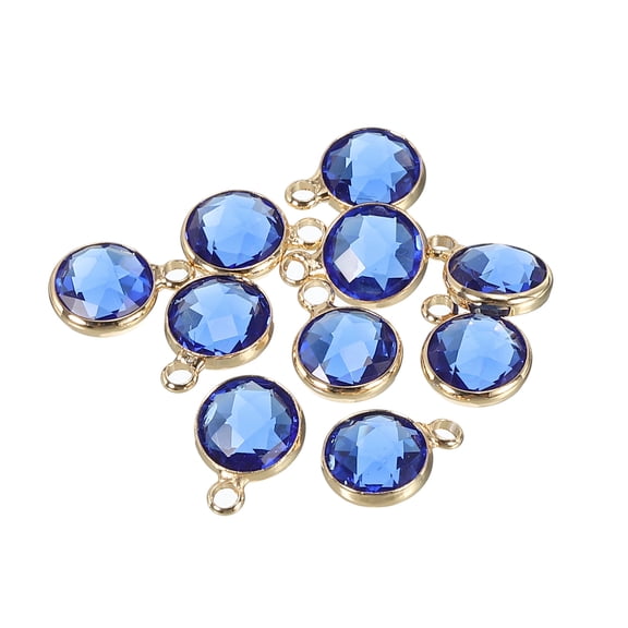 Crystal Birthstone Charm, September Pendants Drop Bead Dark Blue, for Jewelry Making, 10 Pack