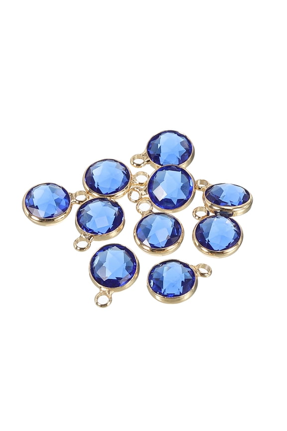 Crystal Birthstone Charm, September Pendants Drop Bead Dark Blue, for Jewelry Making, 10 Pack