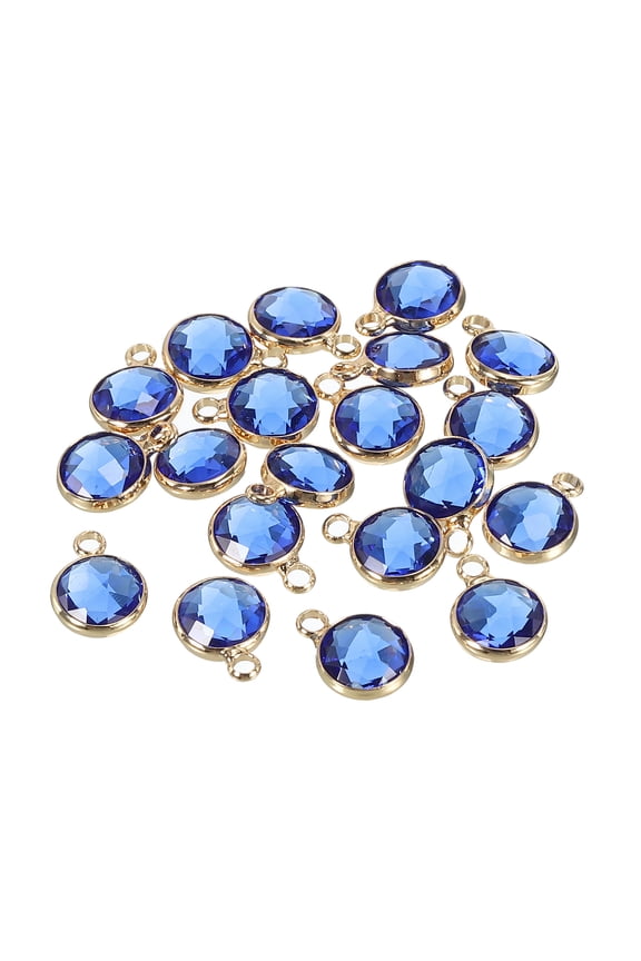Crystal Birthstone Charm, September Pendants Drop Bead Dark Blue, for Jewelry Making, 20 Pack