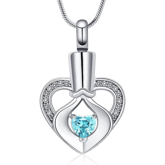 Simulated Birthstone Simulated Birthstones Urn Necklace for Ashes Heart Cremation Jewelry Urn Cremation Pendant for Loved Ones