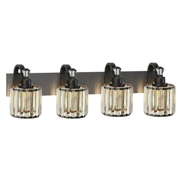 Crystal Black Bathroom Vanity Light 4 Light Modern Bathroom Vanity Light Fixtures Over Mirror Bath Wall Lighting