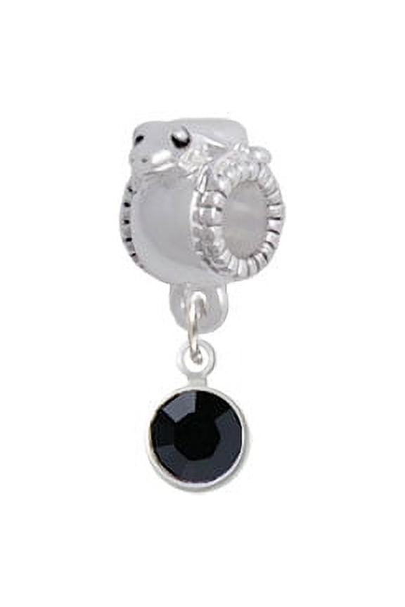 Crystal Black Channel Drop - Frog Charm Bead