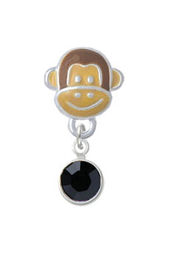 Crystal Black Channel Drop - Monkey Face Charm Bead