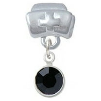 Crystal Black Channel Drop - Nurse Hat Charm Bead