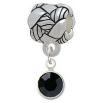 Crystal Black Channel Drop - Woven Rope Charm Bead