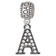 Crystal Black Initial - A - Beaded Border - Coach Charm Bead
