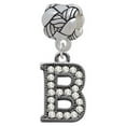 thumbnail image 1 of Crystal Black Initial - B - Beaded Border - Woven Rope Charm Bead, 1 of 1