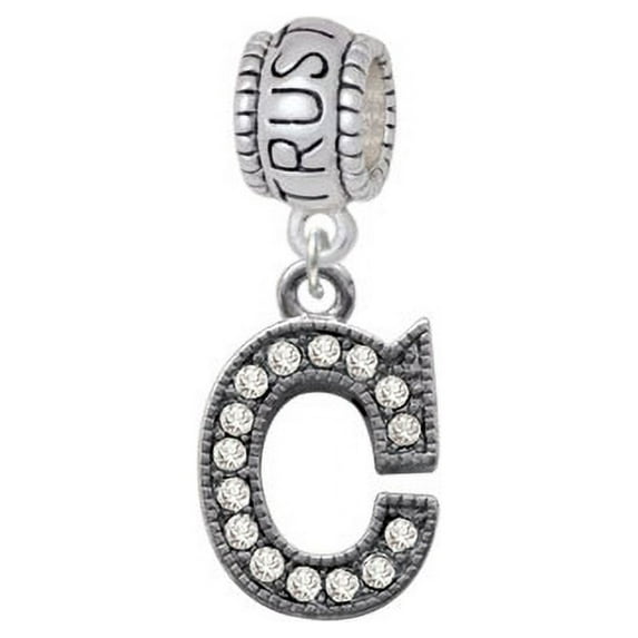 Crystal Black Initial - C - Beaded Border - Trust In God Charm Bead