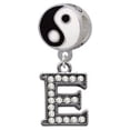 thumbnail image 1 of Crystal Black Initial - E - Beaded Border - Yin Yang Charm Bead, 1 of 1