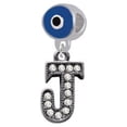 thumbnail image 1 of Crystal Black Initial - J - Beaded Border - Blue Evil Eye Charm Bead, 1 of 1