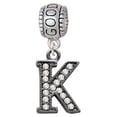 thumbnail image 1 of Crystal Black Initial - K - Beaded Border - Good Luck Charm Bead, 1 of 1
