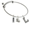thumbnail image 1 of Crystal Black Initial - L - Beaded Border - Big Sister Heart Expandable Bangle Bracelet, 1 of 1