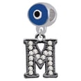 thumbnail image 1 of Crystal Black Initial - M - Beaded Border - Blue Evil Eye Charm Bead, 1 of 1