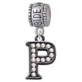thumbnail image 1 of Crystal Black Initial - P - Beaded Border - Abide With Me Charm Bead, 1 of 1