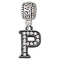 thumbnail image 1 of Crystal Black Initial - P - Beaded Border - Grandmother Charm Bead, 1 of 1