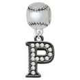 thumbnail image 1 of Crystal Black Initial - P - Beaded Border - Softball Charm Bead, 1 of 1