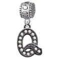 thumbnail image 1 of Crystal Black Initial - Q - Beaded Border - God Can Charm Bead, 1 of 1
