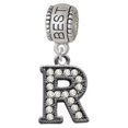 thumbnail image 1 of Crystal Black Initial - R - Beaded Border - Best Friend Charm Bead, 1 of 1