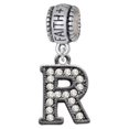 thumbnail image 1 of Crystal Black Initial - R - Beaded Border - Faith Hope Love Charm Bead, 1 of 1