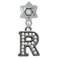thumbnail image 1 of Crystal Black Initial - R - Beaded Border - Star of David with Clear Crystal Charm Bead, 1 of 1