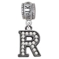 thumbnail image 1 of Crystal Black Initial - R - Beaded Border - Walk With Jesus Charm Bead, 1 of 1