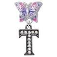 thumbnail image 1 of Crystal Black Initial - T - Beaded Border - Butterfly Charm Bead, 1 of 1