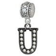 thumbnail image 1 of Crystal Black Initial - U - Beaded Border - Rejoice Charm Bead, 1 of 1