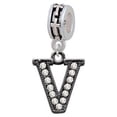 thumbnail image 1 of Crystal Black Initial - V - Beaded Border - Cross Charm Bead, 1 of 1